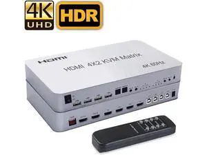 4K 60Hz Matrix HDMI KVM Switch 4x2 4 In 2 Out KVM Switcher Dual Monitor 4 Port KVM Switch Matrix Switcher HDMI USB PC 4 Computer 4K 60Hz Matrix HDMI KVM Switch 4x2 4 In 2 Out KVM Switcher Dual Monitor 4 Port KVM Switch Matrix Switcher HDMI USB PC 4 Computer