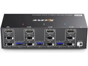 KVM Switch 3 Monitors 3 Computers 8K@60Hz 4K@144Hz, Camgeet HDMI+2 Displayport KVM Switch Triple Monitor for 3 Computer Share 3 Monitor and 4 USB3.0 Devices,Wired Remote and 12V power adapter Included KVM Switch 3 Monitors 3 Computers 8K@60Hz 4K@144Hz, Camgeet HDMI+2 Displayport KVM Switch Triple Monitor for 3 Computer Share 3 Monitor and 4 USB3.0 Devices,Wired Remote and 12V power adapter Included