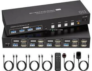 AomoproinDual Monitor HDMI KVM Switch 4 Computers 2 Monitors 8K@60Hz 4K@120Hz 4 Port KVM Switches for 4 PC Share 4 USB 3.0 Devices Support Copy and Extend Mode Includes Remote Control and Power Adapte AomoproinDual Monitor HDMI KVM Switch 4 Computers 2 Monitors 8K@60Hz 4K@120Hz 4 Port KVM Switches for 4 PC Share 4 USB 3.0 Devices Support Copy and Extend Mode Includes Remote Control and Power Adapte