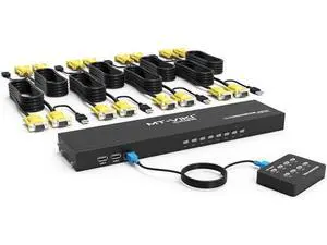 Aomoproing KVM Switch 8 Port KVM Switch VGA USB+8 Cables 2 in1 & Wired Extended Selector, MT-VIKI 8x1 Rackmount KVM VGA Switch Aomoproing KVM Switch 8 Port KVM Switch VGA USB+8 Cables 2 in1 & Wired Extended Selector, MT-VIKI 8x1 Rackmount KVM VGA Switch