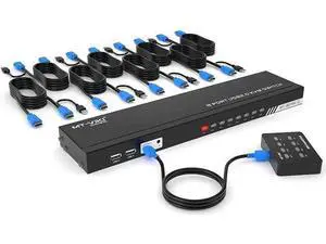 Aomoproing MT-VIKI 8 Ports KVM Switch HDMI, 4K @30Hz Rack Mount HDMI KVM Switch 8 in 1 Out w/KVM Cables & IR & Desktop Control & 4 USB 2.0 Hub Aomoproing MT-VIKI 8 Ports KVM Switch HDMI, 4K @30Hz Rack Mount HDMI KVM Switch 8 in 1 Out w/KVM Cables & IR & Desktop Control & 4 USB 2.0 Hub