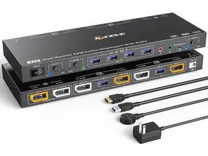 Aomoproing Displayport KVM Switch Dual Monitor KVM for 2 Computers 8K@30Hz/4K@144Hz Extend Display Support KVM Mode and USB Mode with Voice Control and Remote Control Include KVM Cables Aomoproing Displayport KVM Switch Dual Monitor KVM for 2 Computers 8K@30Hz/4K@144Hz Extend Display Support KVM Mode and USB Mode with Voice Control and Remote Control Include KVM Cables