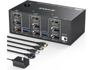 AomoproiTriple Monitors KVM Switch 2 Displayport + HDMI USB 3.0 KVM Switch 8K@60Hz,4K@144Hz 3 Monitors 2 Computers KVM with 4 USB 3.0 Ports Included KVM Cables,HDMI 8K@60Hz/4K@60Hz,DP 8K@30Hz/4K@144Hz AomoproiTriple Monitors KVM Switch 2 Displayport + HDMI USB 3.0 KVM Switch 8K@60Hz,4K@144Hz 3 Monitors 2 Computers KVM with 4 USB 3.0 Ports Included KVM Cables,HDMI 8K@60Hz/4K@60Hz,DP 8K@30Hz/4K@144Hz