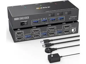 AomoproinDual Monitor KVM Switch USB 3.0 HDMI KVM Switch for 2 Monitors 3 Computers 4K@60Hz 2K@144Hz, with EDID Emulator, Dual Monitor KVM Switch with 4 USB 3.0 Ports, Wired Remote and Cables Included AomoproinDual Monitor KVM Switch USB 3.0 HDMI KVM Switch for 2 Monitors 3 Computers 4K@60Hz 2K@144Hz, with EDID Emulator, Dual Monitor KVM Switch with 4 USB 3.0 Ports, Wired Remote and Cables Included