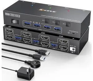 Aomoproing HDMI KVM Switch 2 Monitors 3 Computers 4K@60Hz, EDID simulationDual Monitor KVM Switch for 3 Computers Share 2 Displays and Keyboard Mouse Printer, Wired Remote and 5 Cables Included Aomoproing HDMI KVM Switch 2 Monitors 3 Computers 4K@60Hz, EDID simulationDual Monitor KVM Switch for 3 Computers Share 2 Displays and Keyboard Mouse Printer, Wired Remote and 5 Cables Included