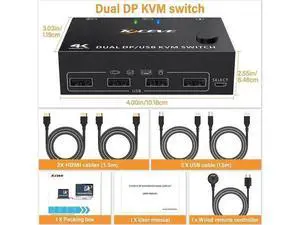 2 Port Dual Monitor Displayport KVM Switch 2 Computer 2 Monitors, Two Monitors Displayport USB DP KVM Dual Monitor Switcher 2 in 2 Out, Supports 4K @60Hz for 2 PCs sharing keyboard, mouse and monitor 2 Port Dual Monitor Displayport KVM Switch 2 Computer 2 Monitors, Two Monitors Displayport USB DP KVM Dual Monitor Switcher 2 in 2 Out, Supports 4K @60Hz for 2 PCs sharing keyboard, mouse and monitor