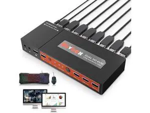 Monitor HDMI KVM Switch 2 Port Extended Display, 4K @60Hz 4:4:4 KVM Switch 2 Monitors 2 Computers with 3x USB 3.0 Hub, Audio, Hotkey & Button Switching with 4 HDMI 2 USB Cables & Power Adapter Monitor HDMI KVM Switch 2 Port Extended Display, 4K @60Hz 4:4:4 KVM Switch 2 Monitors 2 Computers with 3x USB 3.0 Hub, Audio, Hotkey & Button Switching with 4 HDMI 2 USB Cables & Power Adapter