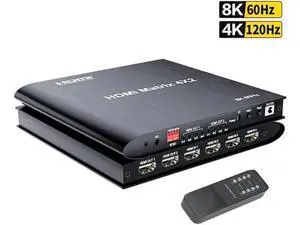 Matrix 4 in 2 Out 8K @60Hz,8K 4x2 HDMI 2.1 True Matrix Switcher Conmutador Switch 4K @120Hz HDR HDCP 2.3 HDMI Splitter 4 In 2 Out HDMI Switcher Box for PS4 TV Box PC To HDTV Matrix 4 in 2 Out 8K @60Hz,8K 4x2 HDMI 2.1 True Matrix Switcher Conmutador Switch 4K @120Hz HDR HDCP 2.3 HDMI Splitter 4 In 2 Out HDMI Switcher Box for PS4 TV Box PC To HDTV