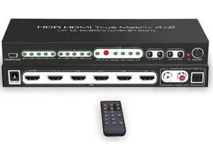 8K 4x2 HDMI Matrix Switch,4 in 2 Out Matrix HDMI2.1 Video Switcher Splitter +Optical & RAC Audio Output, Support 8K @60Hz 4K@120Hz HDR10 ARC with IR Remote Control for PS5 Xbox 8K 4x2 HDMI Matrix Switch,4 in 2 Out Matrix HDMI2.1 Video Switcher Splitter +Optical & RAC Audio Output, Support 8K @60Hz 4K@120Hz HDR10 ARC with IR Remote Control for PS5 Xbox