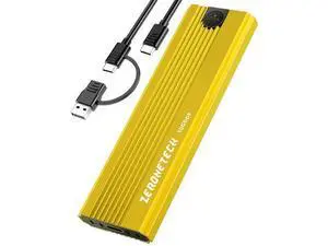 ZeroneTeck M.2 NVMe SATA SSD Enclosure, USB 3.2 Gen 2 10 Gbps SSD Reader with UASP and Trim, Tool-Free Adapter Case for SSDs 2230/2242 /2260/2280, External PCIe Adapter for M/B+M Key, Aluminum(Yellow) ZeroneTeck M.2 NVMe SATA SSD Enclosure, USB 3.2 Gen 2 10 Gbps SSD Reader with UASP and Trim, Tool-Free Adapter Case for SSDs 2230/2242 /2260/2280, External PCIe Adapter for M/B+M Key, Aluminum(Yellow)