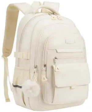 VANKANY Cute Teen Girls Backpack, Big Student School Backpack Laptop Bookbag for College Women Aesthetic Middle High School Bag, Mochilas Escolares, Beige VANKANY Cute Teen Girls Backpack, Big Student School Backpack Laptop Bookbag for College Women Aesthetic Middle High School Bag, Mochilas Escolares, Beige