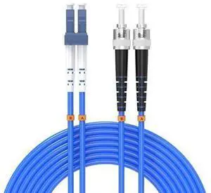 15Meters, LC to ST, Armored Single Mode Duplex Fiber Optic Cables LC-ST Patch Cord Jumper SM SX 49FT Blue 15Meters, LC to ST, Armored Single Mode Duplex Fiber Optic Cables LC-ST Patch Cord Jumper SM SX 49FT Blue