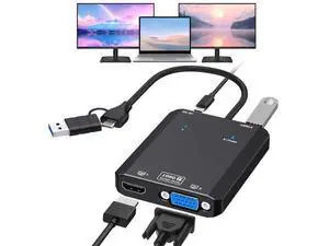VIXLW HDMI Splitter Extended Display for Dual Monitor, 1080p@60Hz USB A or USB-C to HDMI Vga Adapter for Extended Display of Laptop Monitor Desktop TV, Mac OS Windows Android VIXLW HDMI Splitter Extended Display for Dual Monitor, 1080p@60Hz USB A or USB-C to HDMI Vga Adapter for Extended Display of Laptop Monitor Desktop TV, Mac OS Windows Android