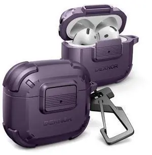 Dexnor for AirPods 4 Case with Drop-Proof Lock, Shockproof Rugged Bumper Cases Protective Cover with Carabiner & Keyring & Cleaner Kit for AirPods 4th Generation 2024 Purple Dexnor for AirPods 4 Case with Drop-Proof Lock, Shockproof Rugged Bumper Cases Protective Cover with Carabiner & Keyring & Cleaner Kit for AirPods 4th Generation 2024 Purple