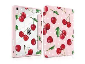 TWOLSKOO for iPad 11th & 10th Gen Case with Pencil Holder, Trifold Stand, Auto Sleep/Wake, Clear Acrylic Back with TPU Bumper, for iPad 11-inch (2025, A16 Chip) & 10.9-inch (2022), Cherries TWOLSKOO for iPad 11th & 10th Gen Case with Pencil Holder, Trifold Stand, Auto Sleep/Wake, Clear Acrylic Back with TPU Bumper, for iPad 11-inch (2025, A16 Chip) & 10.9-inch (2022), Cherries
