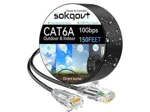 Cat6a Ethernet Cable Slim 150ft Outdoor&Indoor, 28AWG Pure Copper Cat6 Internet Cable for Waterproof & Direct Burial, Flexible Cat6 Ethernet Cable 10G 550MHZ, Cat 6 Network cable for Indoor Black Cat6a Ethernet Cable Slim 150ft Outdoor&Indoor, 28AWG Pure Copper Cat6 Internet Cable for Waterproof & Direct Burial, Flexible Cat6 Ethernet Cable 10G 550MHZ, Cat 6 Network cable for Indoor Black