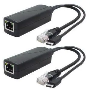 ANVISION 2-Pack 5V Gigabit PoE Splitter, USB Type C, 48V to 5V 2.4A Adaper, IEEE 802.3af Compliant ANVISION 2-Pack 5V Gigabit PoE Splitter, USB Type C, 48V to 5V 2.4A Adaper, IEEE 802.3af Compliant
