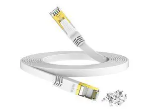 HiiPeak Cat 8 Ethernet Cable 50ft - Cat8 Flat Internet Cable High Speed LAN Patch Network Cables with RJ45 Gold Plated, Compatible with Cat5/Cat6/Cat7, White 50 ft HiiPeak Cat 8 Ethernet Cable 50ft - Cat8 Flat Internet Cable High Speed LAN Patch Network Cables with RJ45 Gold Plated, Compatible with Cat5/Cat6/Cat7, White 50 ft