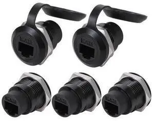 ANMBEST 5PCS RJ45 Panel Mount Connector, Cat6 8P8C Ethernet LAN Pass Through Cable Coupler Female to Female Extension Adapter with Waterproof/Dust Cap ANMBEST 5PCS RJ45 Panel Mount Connector, Cat6 8P8C Ethernet LAN Pass Through Cable Coupler Female to Female Extension Adapter with Waterproof/Dust Cap