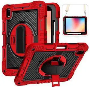 Dteck for iPad A16/10th Generation 2025/2022,360° Rotate Hand Strap/Stand Full-Body Drop Rugged Protective Case with Shoulder Strap Kids Case for iPad 10th Generation iPad 10.9 Inch 2022,Red+Black Dteck for iPad A16/10th Generation 2025/2022,360° Rotate Hand Strap/Stand Full-Body Drop Rugged Protective Case with Shoulder Strap Kids Case for iPad 10th Generation iPad 10.9 Inch 2022,Red+Black