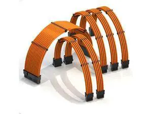 LINKUP - AVA 30cm PSU Cable Extension Sleeved Custom Mod GPU PC Braided w/Comb Kit - Compatible with RTX3090 | 1 x 24 P (20+4) | 2 x 8 P (4+4) CPU | 3 x 8 P (6+2) GPU Set | 300mm - Orange LINKUP - AVA 30cm PSU Cable Extension Sleeved Custom Mod GPU PC Braided w/Comb Kit - Compatible with RTX3090 | 1 x 24 P (20+4) | 2 x 8 P (4+4) CPU | 3 x 8 P (6+2) GPU Set | 300mm - Orange