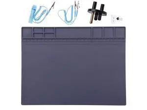 Anti-Static Mat ESD Safe for Electronic Includes ESD Wristband and Grounding Wire, HPFIX Silicone Soldering Repair Mat 932°F Heat Resistant for iPhone iPad iMac, Laptop, Computer, 15.9 x 12 Grey Anti-Static Mat ESD Safe for Electronic Includes ESD Wristband and Grounding Wire, HPFIX Silicone Soldering Repair Mat 932°F Heat Resistant for iPhone iPad iMac, Laptop, Computer, 15.9 x 12 Grey