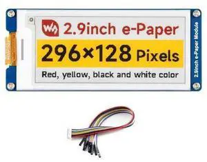 waveshare 2.9inch E-Paper Display (G), E-Ink Display, 296x128, Red/Yellow/Black/White, SPI Interface, with Driver Board waveshare 2.9inch E-Paper Display (G), E-Ink Display, 296x128, Red/Yellow/Black/White, SPI Interface, with Driver Board