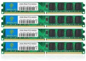 Rasalas DDR2 8GB Kit (4X 2GB) DDR2-800 PC2-6400 Udimm 2RX8 1.8V CL6 240-Pin Non-ECC Unbuffered Desktop RAM Memory Rasalas DDR2 8GB Kit (4X 2GB) DDR2-800 PC2-6400 Udimm 2RX8 1.8V CL6 240-Pin Non-ECC Unbuffered Desktop RAM Memory
