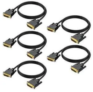 UVOOI 6 Feet 5-Pack DVI to DVI Cable, DVI-D 24+1 Dual Link, Supports 1080P@60Hz, Black, Compatible with TVs, Monitors, Projectors, DVD Players UVOOI 6 Feet 5-Pack DVI to DVI Cable, DVI-D 24+1 Dual Link, Supports 1080P@60Hz, Black, Compatible with TVs, Monitors, Projectors, DVD Players