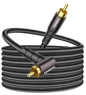 SOUNDFAM RCA Subwoofer Cable 26ft/8M 90 Degree RCA to RCA Cable Cotton Braided Double Shielded Digital Analogue Supports Amplifiers,Home Theater,Subwoofer (Black) SOUNDFAM RCA Subwoofer Cable 26ft/8M 90 Degree RCA to RCA Cable Cotton Braided Double Shielded Digital Analogue Supports Amplifiers,Home Theater,Subwoofer (Black)