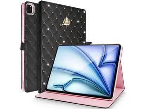 Changjia for iPad Air 13 Inch Case M3 2025/M2 2024, iPad Pro 12.9 (6th/5th/4th Gen 2022/2021/2020),Cute Crown Rhinestone Elegant PU Leather Auto Sleep/Wake Stand Protective Case for iPad Air 13",Black Changjia for iPad Air 13 Inch Case M3 2025/M2 2024, iPad Pro 12.9 (6th/5th/4th Gen 2022/2021/2020),Cute Crown Rhinestone Elegant PU Leather Auto Sleep/Wake Stand Protective Case for iPad Air 13",Black