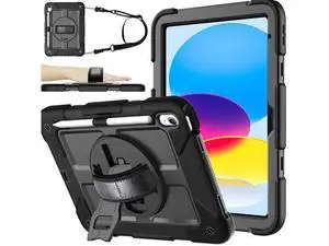 BMOUO Case for iPad (A16) 11th Generation 11" 2025/iPad 10th Generation 10.9 inch 2022, 360 Rotating Stand & Pencil Holder & Hand & Shoulder Strap Shockproof iPad 11th/10th Generation Case, Black BMOUO Case for iPad (A16) 11th Generation 11" 2025/iPad 10th Generation 10.9 inch 2022, 360 Rotating Stand & Pencil Holder & Hand & Shoulder Strap Shockproof iPad 11th/10th Generation Case, Black