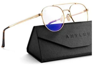 ANYLUV Blue Light Glasses for Men, Circular Frame Single Brow Bridge Design Campus Style Glasses Anti Eyestrain for Screen ANYLUV Blue Light Glasses for Men, Circular Frame Single Brow Bridge Design Campus Style Glasses Anti Eyestrain for Screen