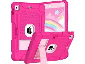 BMOUO Case for iPad 6th 5th Generation (9.7 inch, 2018/2017), Shockproof Protective iPad 9.7 Case with Built-in Stand/Pencil Holder for iPad 6th/5th Gen, Air 2, Rose and Pink BMOUO Case for iPad 6th 5th Generation (9.7 inch, 2018/2017), Shockproof Protective iPad 9.7 Case with Built-in Stand/Pencil Holder for iPad 6th/5th Gen, Air 2, Rose and Pink