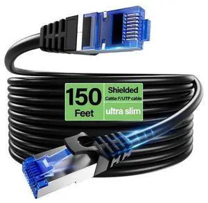Cat6A Ethernet Cable Shielded 10Gbps 150 ft, Slim Shielded (F/UTP) Ethernet Cable Cat 6, Flexible 28AWG Bare Copper Cat6 Cable, Space-saving Cat 6a Network Cable for Server, Data Center, Black Cat6A Ethernet Cable Shielded 10Gbps 150 ft, Slim Shielded (F/UTP) Ethernet Cable Cat 6, Flexible 28AWG Bare Copper Cat6 Cable, Space-saving Cat 6a Network Cable for Server, Data Center, Black
