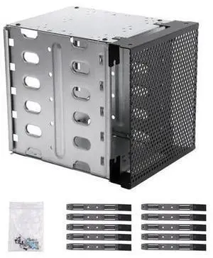 EMVANV Stainless Steel Hard Drive Cage, 5.25" to 5x 3.5" with Fan Space, Adapter Rack Bracket (Silver) EMVANV Stainless Steel Hard Drive Cage, 5.25" to 5x 3.5" with Fan Space, Adapter Rack Bracket (Silver)