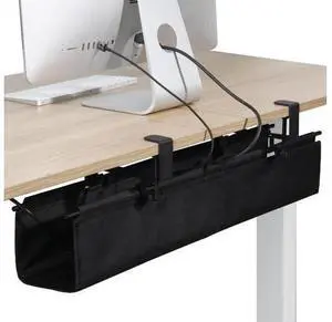 MAXECHO Under Desk Cable Management Tray 28" - Clamp on Wire and Cable Organizer for Storage and to Hide Cords - Ideal for Home Office - Premium Black Fabric Design MAXECHO Under Desk Cable Management Tray 28" - Clamp on Wire and Cable Organizer for Storage and to Hide Cords - Ideal for Home Office - Premium Black Fabric Design