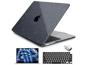 Batianda Compatible with New MacBook Air 15 inch Case 2025 M4 2024 M3 2023 M2 Chip Release, Bling Crystal Hard Shell with Screen Protector Keyboard Cover and OTG Adapter, Bling Black Batianda Compatible with New MacBook Air 15 inch Case 2025 M4 2024 M3 2023 M2 Chip Release, Bling Crystal Hard Shell with Screen Protector Keyboard Cover and OTG Adapter, Bling Black
