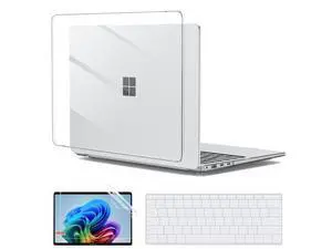 G JGOO Crystal Clear Case for 13-inch Microsoft Surface Laptop 2025 Model 2095, Windows 11 Touchscreen Copilot+ PC, Protective Plastic Hard Shell Case + Keyboard Cover +Screen Protector, Transparent G JGOO Crystal Clear Case for 13-inch Microsoft Surface Laptop 2025 Model 2095, Windows 11 Touchscreen Copilot+ PC, Protective Plastic Hard Shell Case + Keyboard Cover +Screen Protector, Transparent