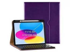 VIKESI Keyboard Case for iPad (A16,2025) 11th Generation/iPad 10th Generation Case (10.9" 2022),Premium Leather Smart Cover,Built-in Breathing Light,Function Row,Pencil Holder,Card Slots - Purple VIKESI Keyboard Case for iPad (A16,2025) 11th Generation/iPad 10th Generation Case (10.9" 2022),Premium Leather Smart Cover,Built-in Breathing Light,Function Row,Pencil Holder,Card Slots - Purple