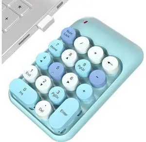 MOWUX Wireless Number Pads, Cute Colorful Numeric Keypad Numpad Portable 2.4 GHz Financial Accounting Number Keyboard Extensions, 18 Key Number Numpad for Laptop Desktop, PC (Blue) MOWUX Wireless Number Pads, Cute Colorful Numeric Keypad Numpad Portable 2.4 GHz Financial Accounting Number Keyboard Extensions, 18 Key Number Numpad for Laptop Desktop, PC (Blue)