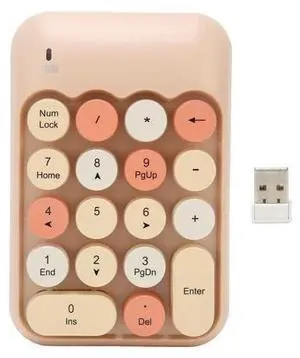 Estink 2.4Ghz Numeric Keypad, 18 Keys Mini Numeric Keypad, Vintage Color Keyboard and Round Keycaps, with USB Receiver for PC, Desktop and Laptop (Milk Tea Color Mixed Color) Estink 2.4Ghz Numeric Keypad, 18 Keys Mini Numeric Keypad, Vintage Color Keyboard and Round Keycaps, with USB Receiver for PC, Desktop and Laptop (Milk Tea Color Mixed Color)