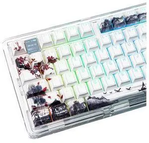 TIMSEKER 142 Keys Novelty White Cherry Blossom PBT Keycaps Set, Dye Sublimation Custom Shine Through Cherry Profile Key Cap for ANSI Layout Mechanical Gaming Keyboard TIMSEKER 142 Keys Novelty White Cherry Blossom PBT Keycaps Set, Dye Sublimation Custom Shine Through Cherry Profile Key Cap for ANSI Layout Mechanical Gaming Keyboard