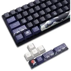 XVX PBT Keycaps - Great Wave of Kanagawa Japanese Design, Dye-Sub Custom Keycaps Set, Cherry Profile for 61/64/66/68 Cherry/Gateron MX Switches, 78 Key Set XVX PBT Keycaps - Great Wave of Kanagawa Japanese Design, Dye-Sub Custom Keycaps Set, Cherry Profile for 61/64/66/68 Cherry/Gateron MX Switches, 78 Key Set