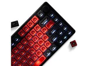 OHY XVX Black and Red Shine Through Keycaps for Mechanical Keyboards - 136 Keys Red Translucent Cat Eye Design,Cherry MAX Profile, PC+PBT Frosted RGB Keycaps OHY XVX Black and Red Shine Through Keycaps for Mechanical Keyboards - 136 Keys Red Translucent Cat Eye Design,Cherry MAX Profile, PC+PBT Frosted RGB Keycaps