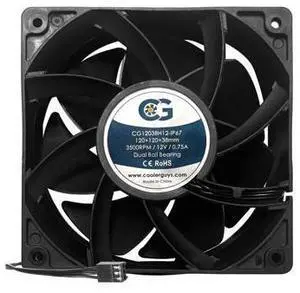 Coolerguys 12vDC Waterproof IP67 Fan (High Speed, 120x38mm) Coolerguys 12vDC Waterproof IP67 Fan (High Speed, 120x38mm)