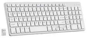 KenKe Magic Keyboard with Numeric Keypad, Support 2.4GHz / Bluetooth Connection, Equipped with USB Receiver, Multi-Device Compatibility, Stable Connection for Mac, iPad, iPhone, Android, Silvery White KenKe Magic Keyboard with Numeric Keypad, Support 2.4GHz / Bluetooth Connection, Equipped with USB Receiver, Multi-Device Compatibility, Stable Connection for Mac, iPad, iPhone, Android, Silvery White