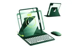 AnMengXinLing Rotating Keyboard Case for iPad 9th /8th /7th Gen 10.2 Inch, Vertical Case with Detachable Keyboard Mouse, Clear Cover with Pencil Holder, Teal AnMengXinLing Rotating Keyboard Case for iPad 9th /8th /7th Gen 10.2 Inch, Vertical Case with Detachable Keyboard Mouse, Clear Cover with Pencil Holder, Teal
