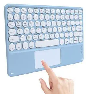 Wireless Bluetooth Keyboard with Touchpad,10 Inch Round Key Wireless Keyboard Rechargeable Portable Office for iOS Android Windows Devices (Blue) Wireless Bluetooth Keyboard with Touchpad,10 Inch Round Key Wireless Keyboard Rechargeable Portable Office for iOS Android Windows Devices (Blue)