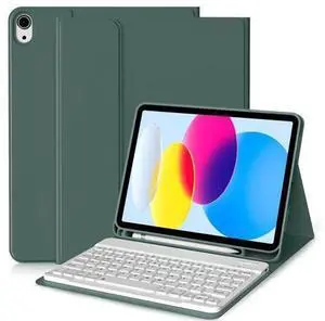 aoub Keyboard Case for iPad (A16) 11th 10th Generation Case with Keyboard (2025/2022), Detachable Wireless Bluetooth Keyboard, Smart Stand Folio Cover with Pencil Holder, Dark Green aoub Keyboard Case for iPad (A16) 11th 10th Generation Case with Keyboard (2025/2022), Detachable Wireless Bluetooth Keyboard, Smart Stand Folio Cover with Pencil Holder, Dark Green